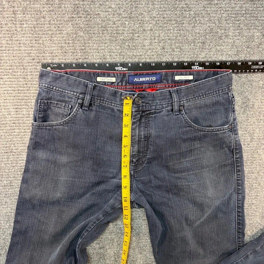 Alberto Modern Fit T400 Denim Jeans Mens 34x34 Dark Wash Straight Leg Blue 8237